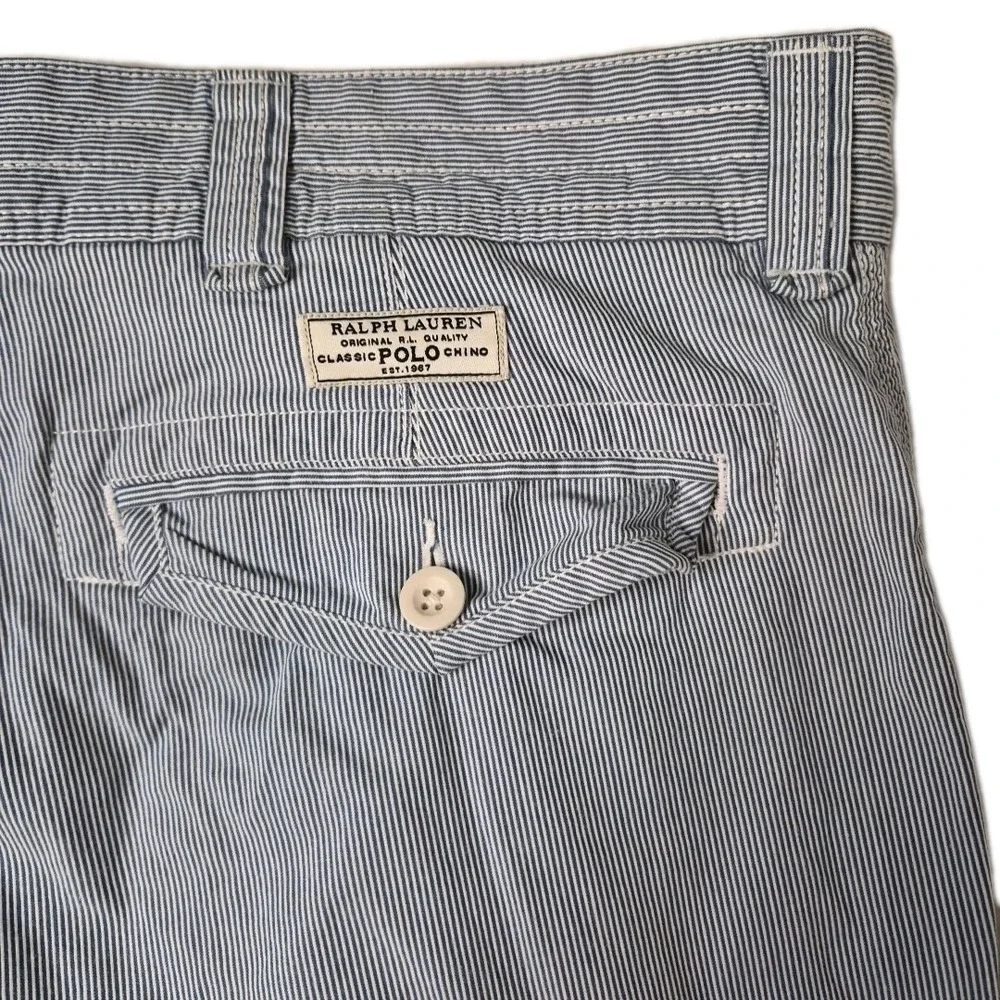 Polo Ralph Lauren Cargo Shorts Mens 44B Seersucker Striped Casual Outdoor Summer